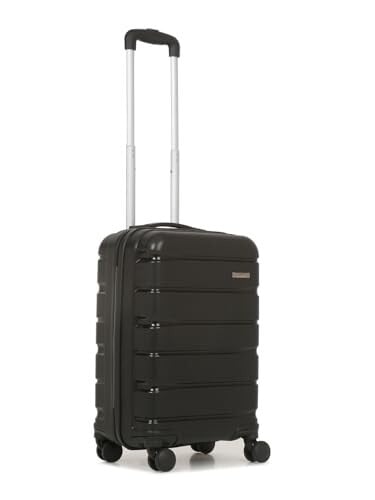 Teakwood Leathers Unisex Trolley Bag, Hard Cabin Trolley Small, 55 CM Polypropylene Trolley Bag for Travel, Lock System 360° 8 Rotating Wheel (S, Black)
