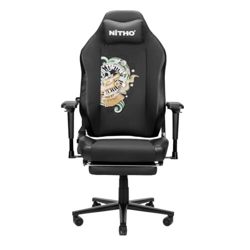 NiTHO FORGE Gaming Office Chair | Ergonomic Reclining Computer Desk Chair with Magnetic Headrest, Foldable Footrest, Adjustable Lumbar Support, 4D Armrests, Swivel Chair for Work or Study, B...