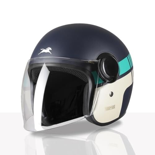 Click to enlarge TVS Silk Route Open Face Helmet for Men & Women | ISI & DOT Certified Vintage Helmet with Clear Visor
