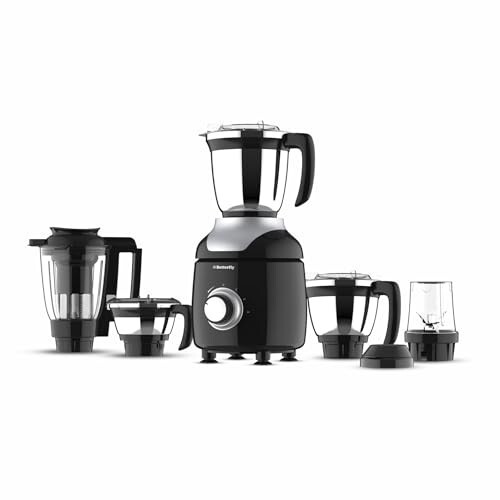 Butterfly ZieraChrome 750 Watt Mixer Grinder | 5 Jars | Uniform Grinding with Tornado Blade & Lid | Torx21 Motor| Juicer/Blender Jar