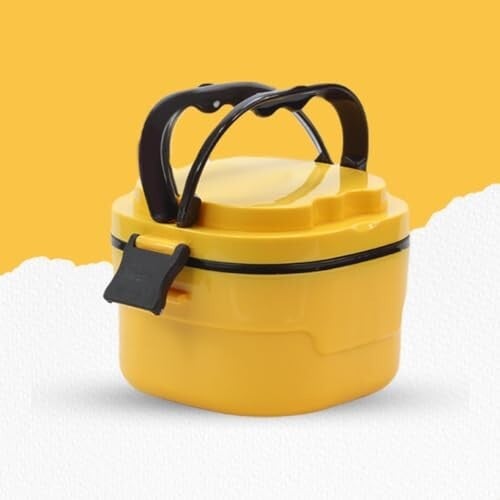 Attro Foody Insulated Double Wall Lunch Box with Inner Steel Conatiner & Easy to Carry Handle Perfect for Office, School, Outdoor- 400ml Yellow