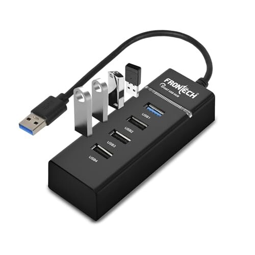 Frontech USB HUB 4 in 1, 1 x USB 3.0 + 3 x USB 2.0, High-Speed Data Transfer, LED Indicator, Plug & Play, Compatible with Windows, Mac & Linux(NC-0053)