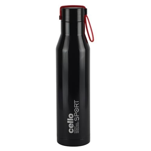 Cello Maestro Thermosteel Flask, 550ml, Black | 24 Hours Hot & Cold Stainless Steel Bottle | Leak Proof & Screw Top Lid | Ideal for Office, Gym, Home, Kitchen, Hiking, Trekking, Travel Bottle