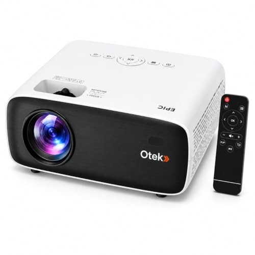 OTEK Epic Native Full HD 1080P Projector for Office & Classroom, 4K Support, 6000 Lumens, Bluetooth 5.3, Dual HDMI USB, 210 Inch Display, Wired Non-Smart
