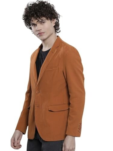 Click to enlarge The Indian Garage Co Men's Slim Fit Solid Cotton Blazer
