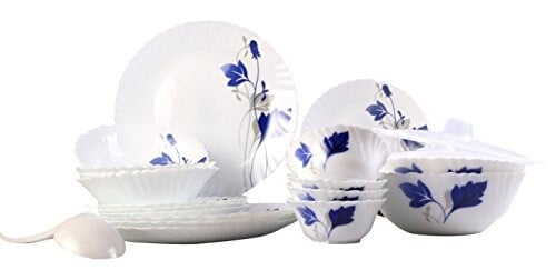 Larah By Borosil Ageria Opalware Glass Dinner Set,Pack of 25, White [30% Coupon]