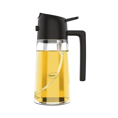Pigeon Glass Oil Sprayer and Dispenser Bottle for Cooking, 450 ml Capacity, Black