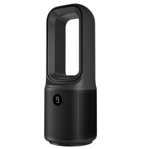 ZEBRONICS Heat Buster 1500 BLDC Desktop Fan, 3000 RPM, Up to 8h Backup, 9 Speed Modes, Bladeless Design, Quiet Operation, 3-Step Ambient Lighting, 3500mAh Battery, LED Display, Type-C (Dark Grey)