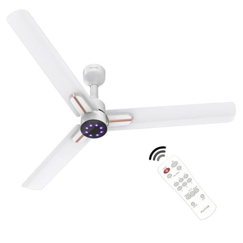 Polycab Wizzy Neo LED 1200mm BLDC Ceiling Fan with remote| Matt White Rosegold