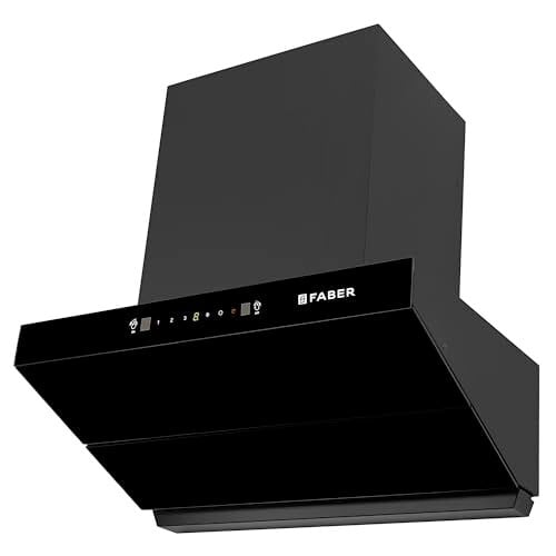 Faber Artemis 60cm 1200m³/hr Filterless Kitchen Chimney|Slant Body|T-Shape Panel|Autoclean Alarm|Moodlight|Touch&Gesture|12Yr on Motor,2Yr Comprehensive Warranty by Faber|Hood Artemis IN HC SC FL BK60