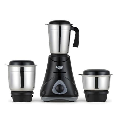 Judge by Prestige 500 Watts ACE Mixer Grinder with 3 Stainless Steel Jars| 3 Efficient Stainless Steel blades| Overload Protector| Sturdy Handles| Black