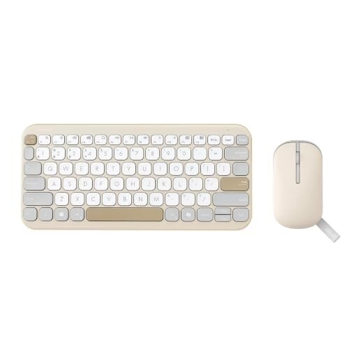 Click to enlarge ASUS Marshmallow CW200 Wireless Keyboard & Mouse Combo,2.4GHz Wireless Connectivity, Ultra-Slim Design,Adjustable Upto 1600 DPI,Compatible with Windows, ChromeOS, MacOS, iOS & iPadOS devices, Oat Milk