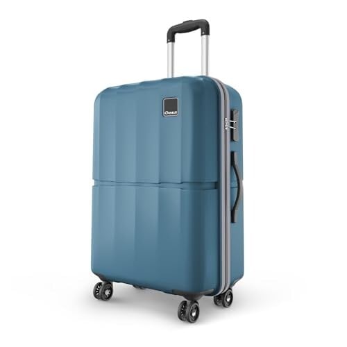Safari Genius Theo 8 Wheels 66cm Medium Size Check-in Trolley Bag, Hard Case Polycarbonate,Pearl Blue