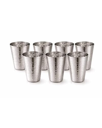 Tosaa Stainless Steel V Shape Hammered Finish Glasses Pack of 6