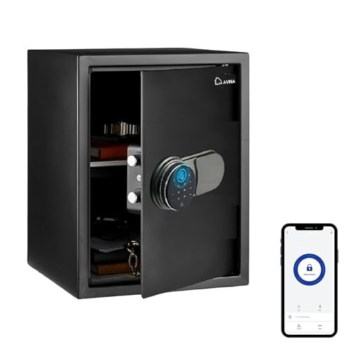 LAVNA Digital Safe Locker | 5 way access | Fingerprint, Mobile app, PIN, OTP & Key Access | 304 Grade SS bolts suitable for Jewellery, Cash, Document & other valuable of Home Office Tijori (Gross 49L)