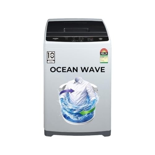 Haier 7 Kg 5 Star Fully Automatic Top Load Washing Machine with Oceanus (HWM70-AEN, Moonlight Silver, Stainless Steel Drum, 15 Mins Quick Wash)