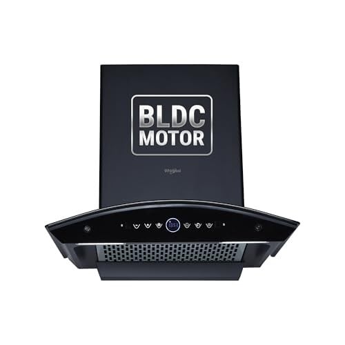 Whirlpool 60cm 1600 m3/hr BLDC Filterless Autoclean Kitchen Chimney |Black| Touch Control| RPM Display