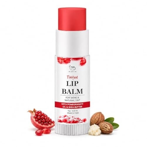 TNW-The Natural Wash Pomegranate Multipurpose Tinted Lip Balm for Dry & Chapped Lips- Red, 6g | 100% Natural Red Tint Add Glossy Sheen on Lips for long-lasting with Shea Butter & Vitamin E