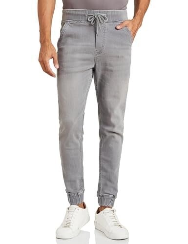 Click to enlarge Amazon Brand - Symbol Men's Cotton Rich Stretchable Jogger Jeans | Casual Denim Relaxed Fit