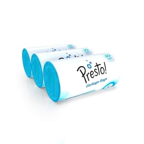 Click to enlarge Amazon Brand - Presto! Garbage Bags | Small | 90 Count | 30 Bags X 3 Rolls | 17 X 19 Inches | For Dry Waste | Blue