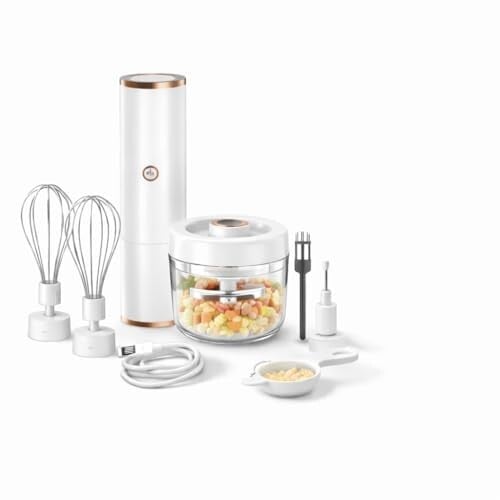 Raawan 2-in-1 Wireless Usb rechargeable Electric Hand Mixer & Vegetable Chopper, Egg Beater with Whisk Attachment, Portable Mini Food Processor for Cream, Egg, Garlic & Vegetable Chopping
