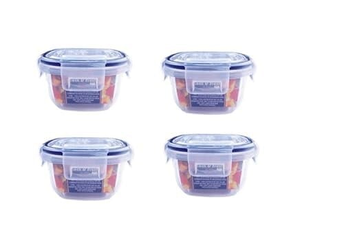 Aristo Lock & Fresh 112 Plastic Storage Container - 300 ML - Set Of 4, Transparent Clear