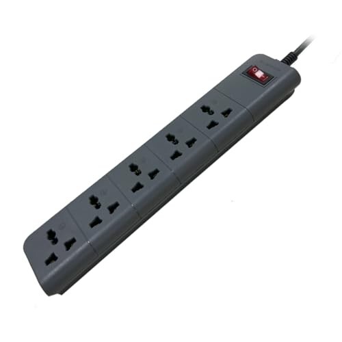 Click to enlarge LAPCARE SURGEE 5 Multiplug Extension Cord Power Strip Surge Protection Board | 5 Power Socket |3M Cord |1500w | Fire Proof Material | Short Circuit Protection | BIS Certified (Black)