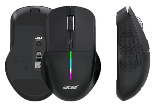 Acer Prism Dual Mode Wireless Mouse I 2.4G + Bluetooth I Silent Click I 3200 DPI I 6 Buttons I Lightweight 87g