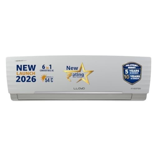 Lloyd 1.5 Ton 3 Star Inverter Split AC, 2026 New Star Rated (6 in 1 Convertible, Cools Up To 54°C, Turbo Cool, Installation Check)