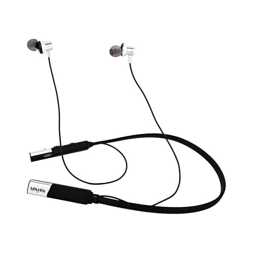 Bouncefit Sonic 225 Bluetooth Wireless Neckband, 60H Continuous Playback Battery, Deep Bass, Stereo Sound, HD Calls, Type C Fast Charging, Rich Audio, Earbuds with Mic Earphones (Silver)
