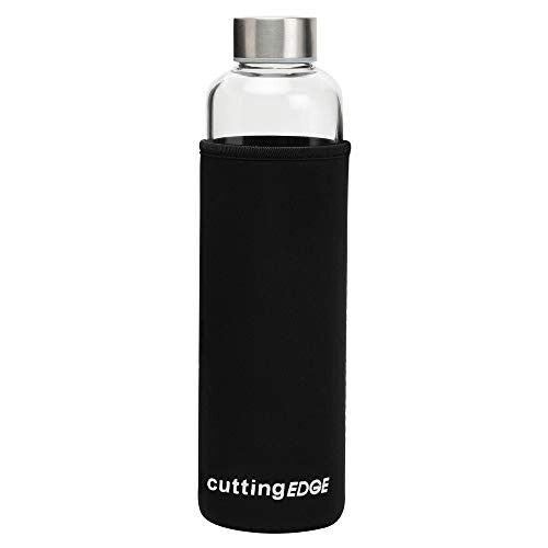 [Apply 28% Coupon] Cutting EDGE 1L Borosilicate Glass Water Bottle | Black Sleeve