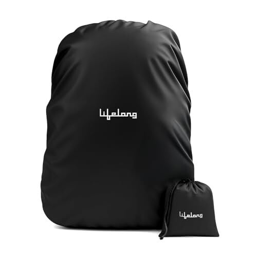 Lifelong Backpack Rain Protector for 45L Backpack | Waterproof & Dustproof with Elastic Adjustable Fit | Travel, Trekking, Hiking, Camping & Cycling | Black