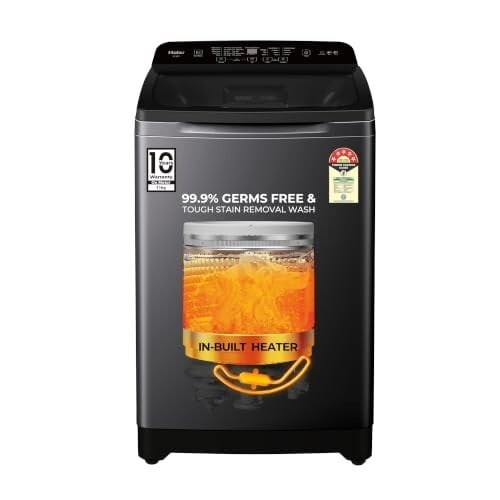 Haier 11 Kg, In-Built Heater, Front Panel Design, NZP Technology, Oceanus Wave Drum(ETL110-HC8S8 | Black)