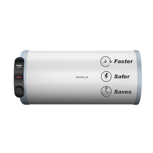 Click to enlarge Havells Fabia Slim 15L Horizontal Left Storage Water Heater(Geyser)|Faster Heating|Safer to use|Saves electricity|Anti Rust Tank|Incoloy Element|7 Year Tank Warranty| Free Installation & Flexi Pipes