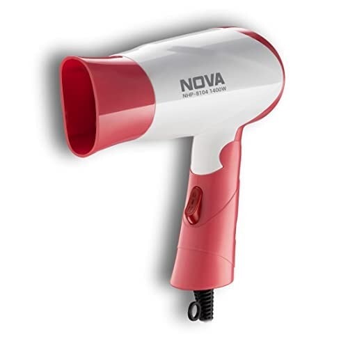 Click to enlarge Nova NHP-8104 1400 Watts Compact Hair Dryer (White/Pink)