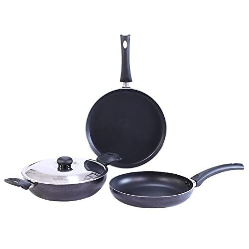 Wonderchef Platinum Plus Set Black Non-Induction Base, 3 + 1