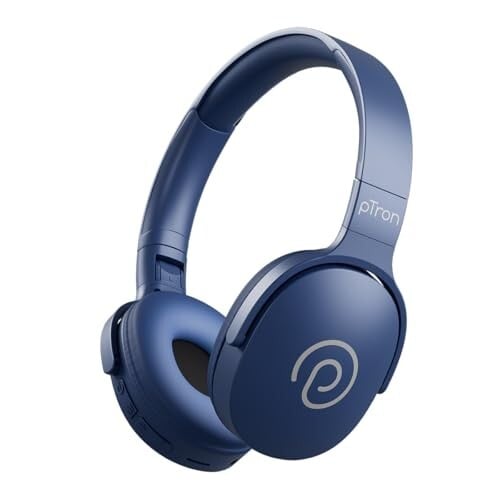 pTron Studio w/ 60Hrs Playtime, Wireless Over-Ear Headphones with HD Mic,TF Card Slot & Type-C Fast Charging (Blue)