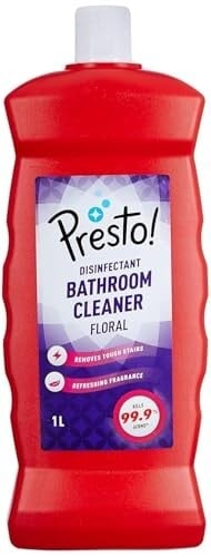 Amazon Brand - Presto! Bathroom Cleaner | Floral | 1 Litre | Suitable For Bathroom Floors, Slabs, Wall Tiles, Sinks, Basins, Stainless Steel Taps & Shower Heads