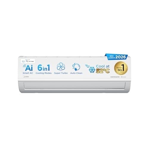 Midea 1.36 Ton 3 Star Inverter Split AC, Wi-Fi & 6-in-1, MAI18SD3R36W0