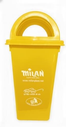 Click to enlarge Milan Plastic Garbage Dustbin With Dome Lid 80 Litre Yellow