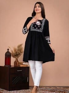 YANDZONE Casual Embroidered Women Black Top