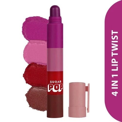 SUGAR POP 4 In 1 Lip Twist Lipstick (Long-Lasting, Lightweight & Hydrating)