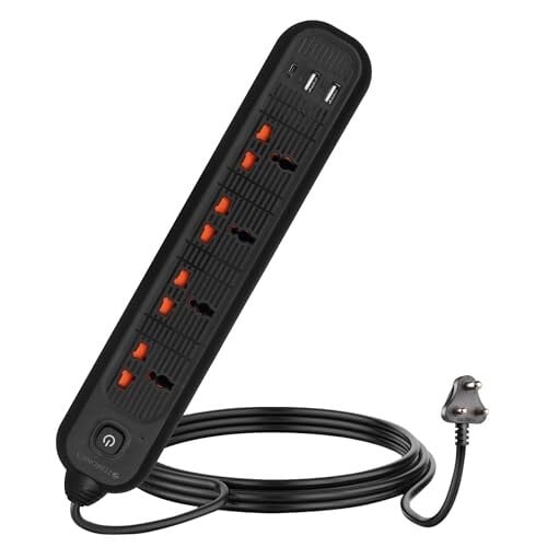 ZEBRONICS Power BAR 145, Extension Board/Strip, 2000 Watts 5 Meter, Black
