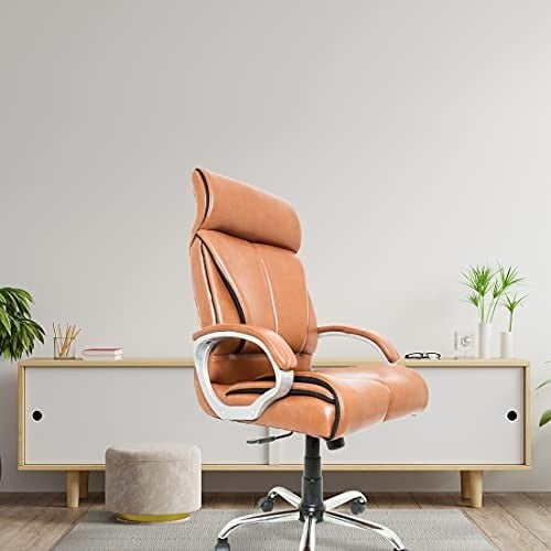 CELLBELL C54 Ergonomic High Back Boss Chair Leather Office Chair/Director Chair/Leatherette Executive Revolving Chair [Orange]