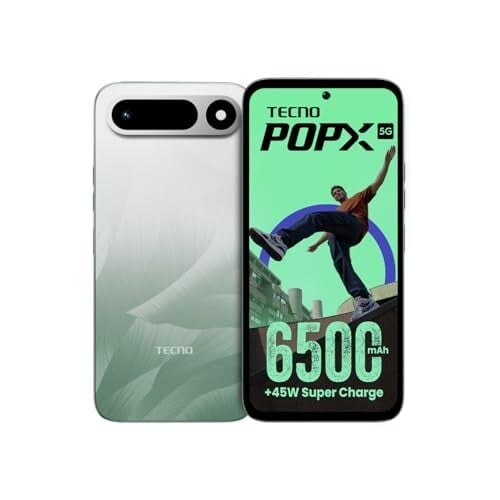 Tecno POP X 5G (Ripple Green, 4GB+128GB) | 6500mAh+45W Fast Charger | IP64 Pro | MIL-STD 810H Protection | Upto 18GB* RAM | Fastest 8X Network Speed* with URSP | 120Hz Smooth Display | 50MP....