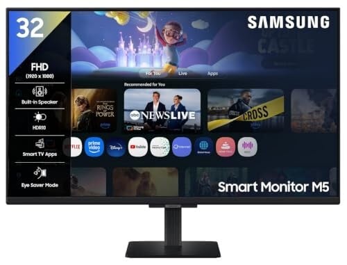 Samsung 32-Inch M5 FHD Smart Monitor | Smart TV Experience, Screen Mirroring, Speakers & Wi-Fi (LS32FM500EWXXL)