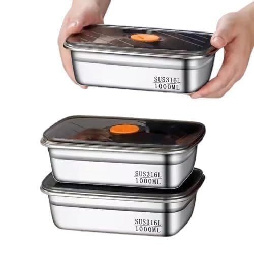 [Apply 30% Coupon] 316 Stainless Steel Fridge Storage Boxes | Pack of 3