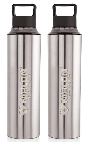 NIRLON Eco Pure Single Wall Stainless Steel Water Bottle, Water Bottles For Fridge Pack of 2