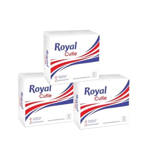 Royal Cutie 1-Ply Tissue Paper Napkins |Pack of 3 (90 Pulls Per Pack, 270 Sheets)