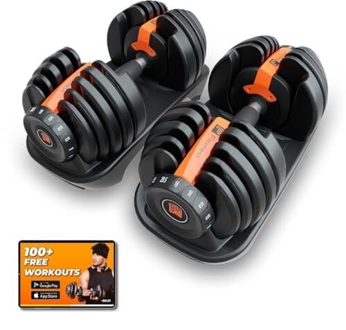 Click to enlarge Flexnest Adjustable Iron Dumbbells Set, Designed-in-Germany, Easy Weight Adjustment (2.5Kg-24Kg), 24Kg, Set of 2 (Black)